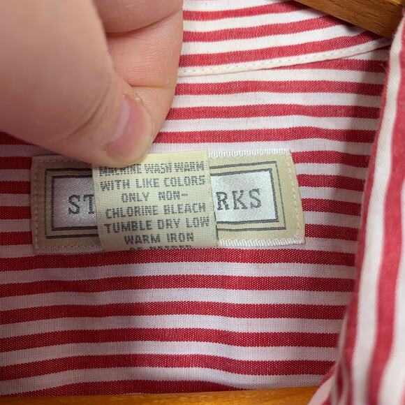 Vintage 90s women's red white striped embroidered Santa long sleeve shirt US 8 - Picture 9 of 10